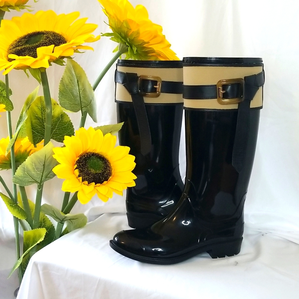 Burberry Two-tone buckles rain boots
